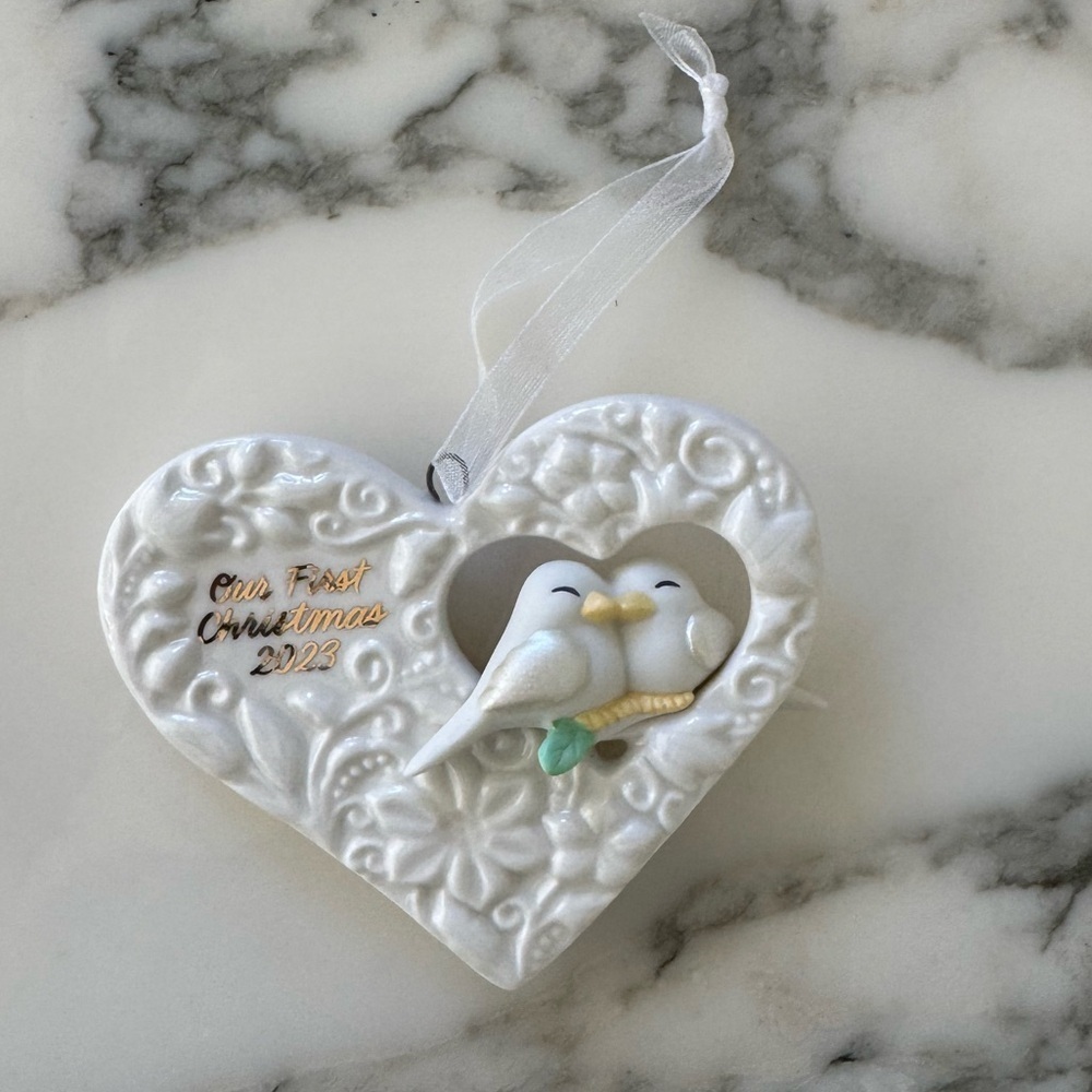 NIB 2023 Our First Christmas Together Love Birds Ornament Hallmark Porcelain